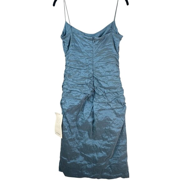 Nicole Miller Ruched Sleeveless Mini Dress Metallic Blue and Gold  Size 10 NWT - Picture 2 of 14